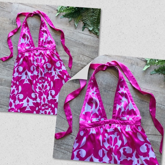 Banana Republic Pink & White Maxi Halter Dress - Picture 2 of 8